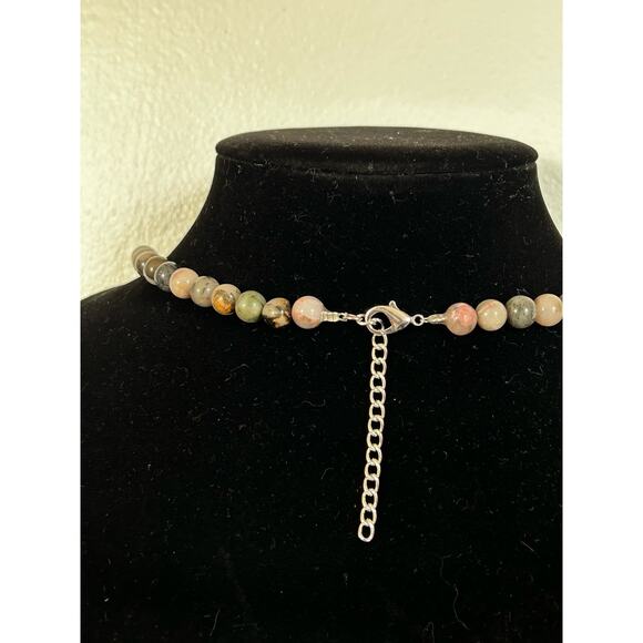 Handmade Rhodonite Necklace, 21.5 inches, Adjustable, With a Silver Extender - Picture 6 of 6
